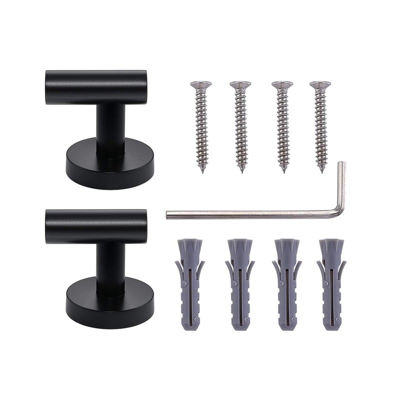TASTOS Matte Black Bathroom Towel Coat Hook Stainless Steel, 2 Pack Robe Clothes Cabinet Closet Sponges Hooks Holder Round Style Heavy Duty Wall Hook for Bathroom Kitchen Hotel Wall Mounted - Image 5